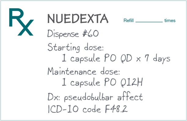 Illustration of example NUEDEXTA prescription