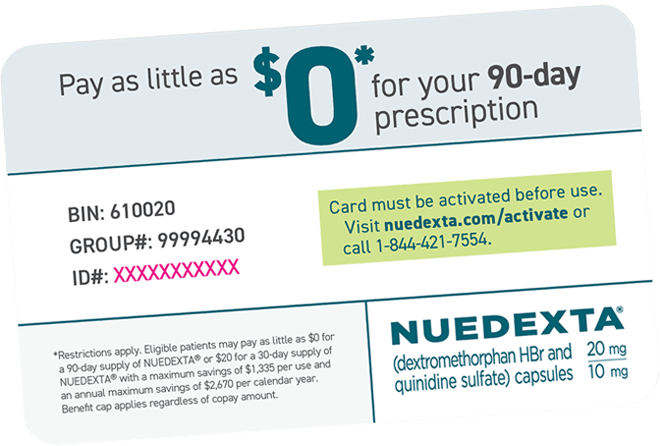 Example image of Nuedexta savings card